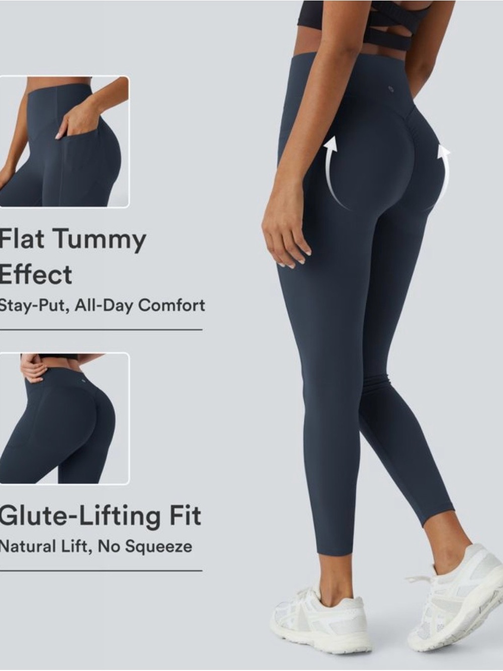 Halara NWT SoCinched Ultrasculpt Scrunch Butt Lifting Leggings Navy Blue XS